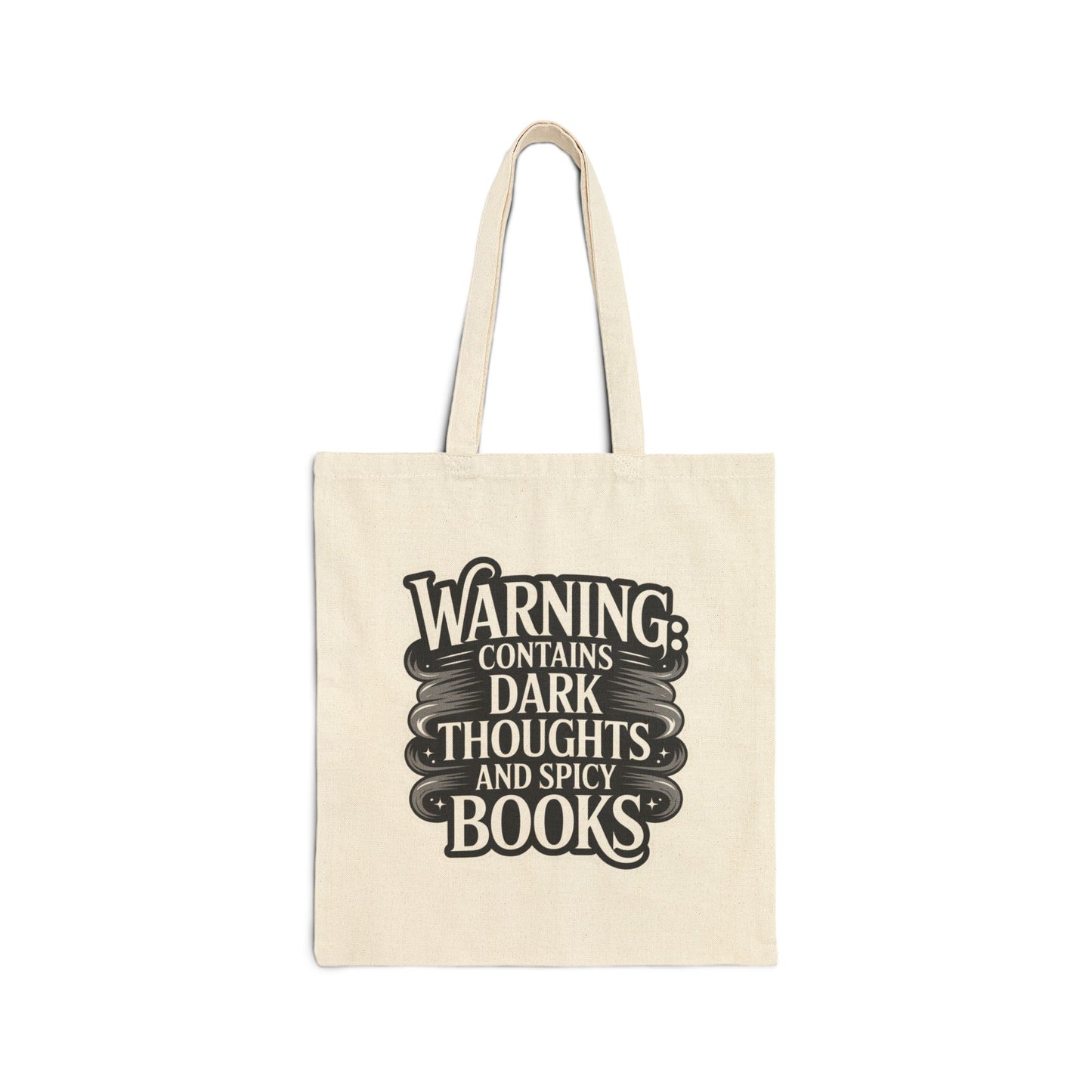 Warning: Contains Dark Thoughts and Spicy Books Tote Bag | Bookish Canvas Bag | Romantasy Reader Gift