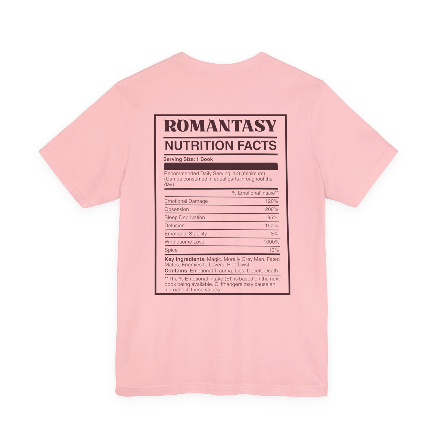 Romantasy Nutrition Facts T-Shirt | Funny Bookish T-shirt for Fantasy Romance Readers | BookTok Gift