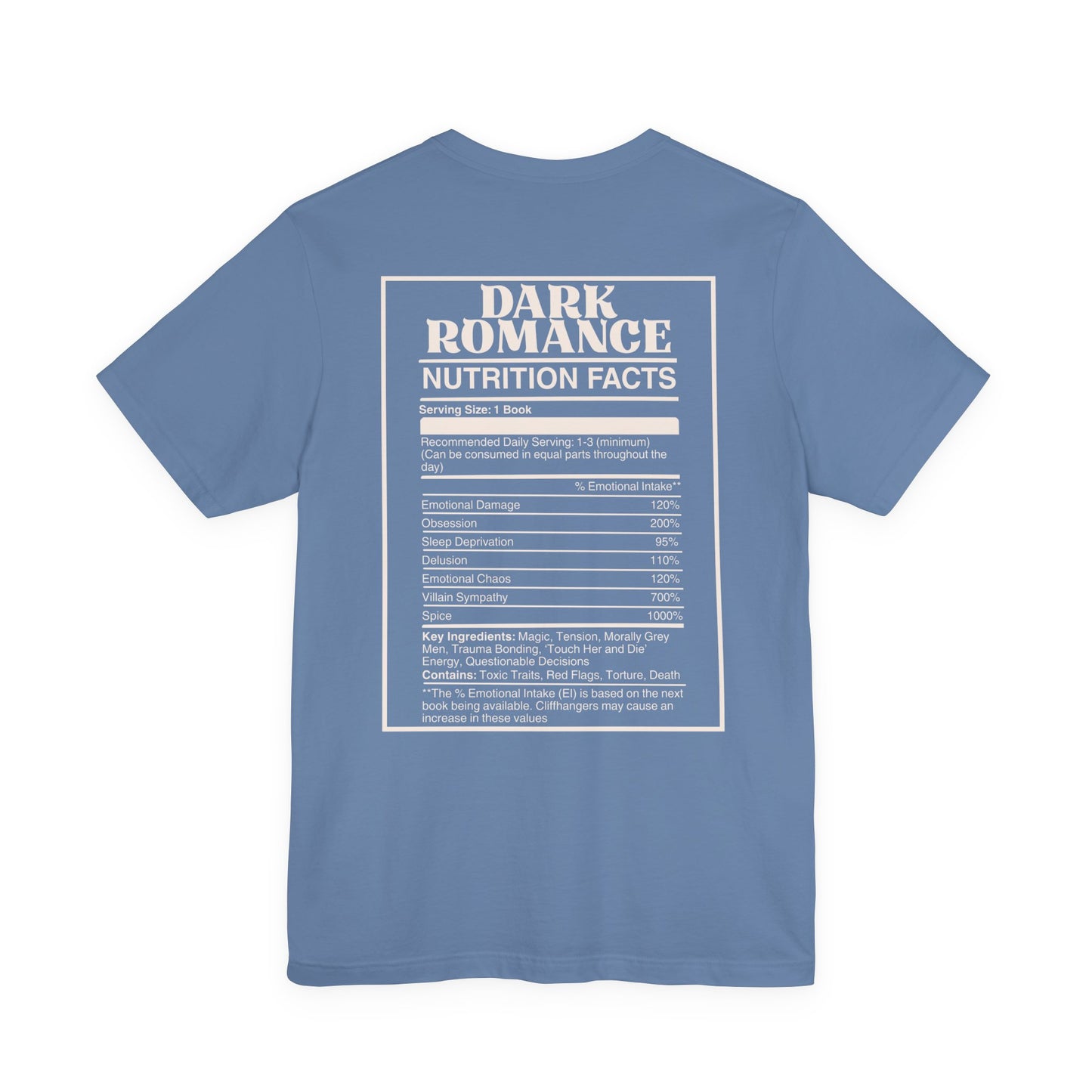 Dark Romance Nutrition Facts T-Shirt | Funny Bookish T-shirt for Dark Romance Readers | Spicy Book Gift | BookTok