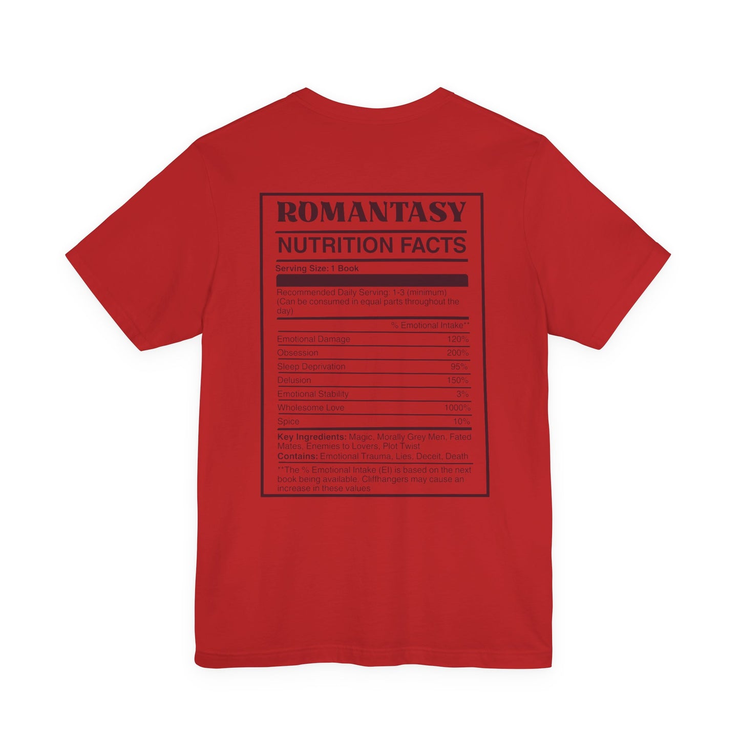 Romantasy Nutrition Facts T-Shirt | Funny Bookish T-shirt for Fantasy Romance Readers | BookTok Gift