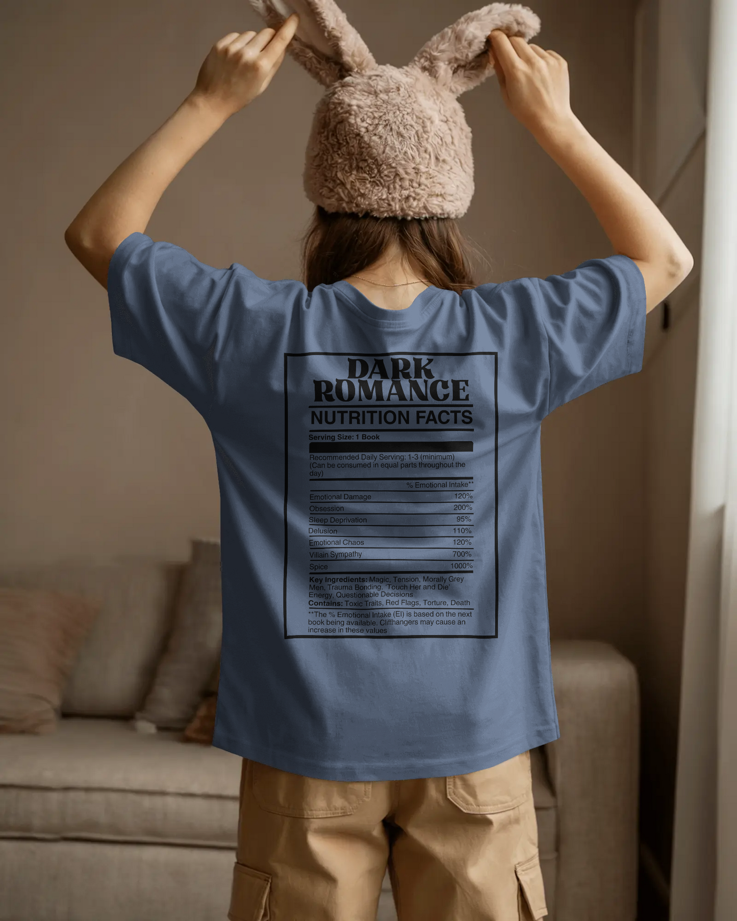 Dark Romance Nutrition Facts T-Shirt | Funny Bookish T-shirt for Dark Romance Readers | Spicy Book Gift | BookTok