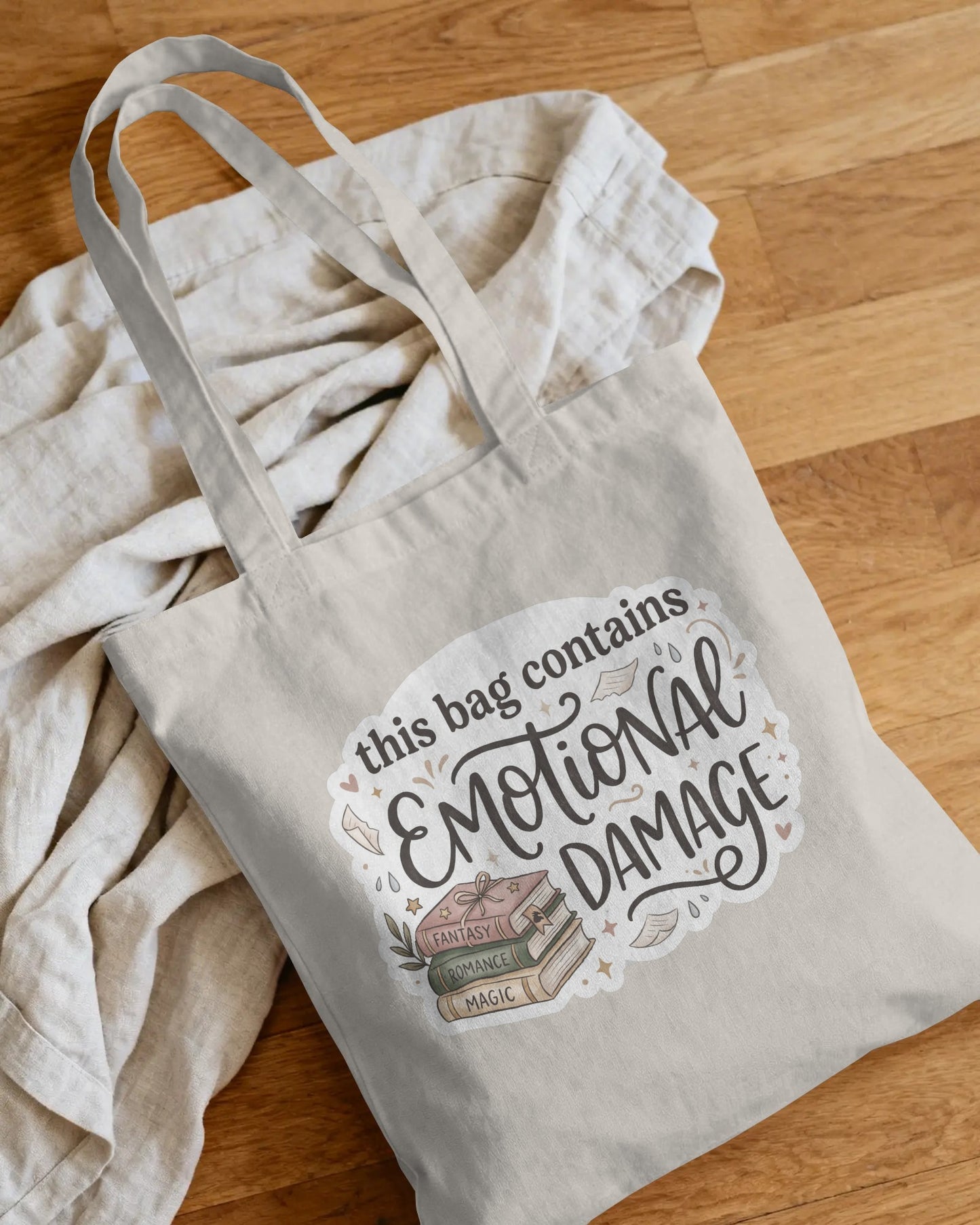 This Bag Contains Emotional Damage Tote Bag | Bookish Canvas Bag | Romantasy Reader Gift