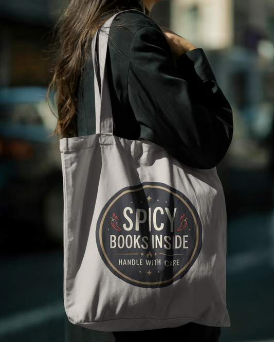 Spicy Books Inside Handle With Care Tote Bag | Spicy Book Lover Gift | Romantasy Canvas Bag