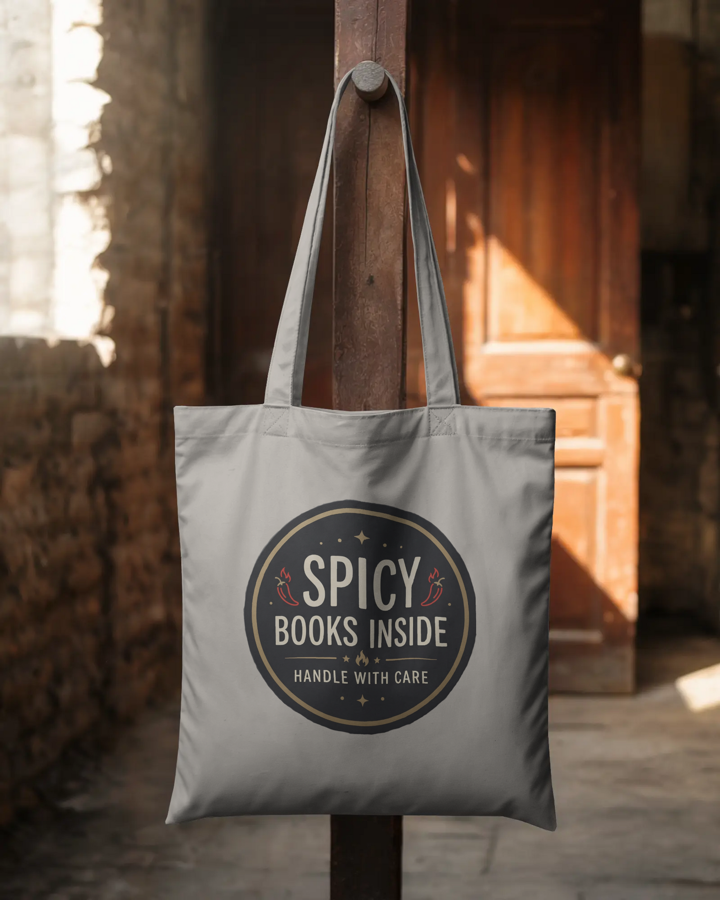 Spicy Books Inside Handle With Care Tote Bag | Spicy Book Lover Gift | Romantasy Canvas Bag