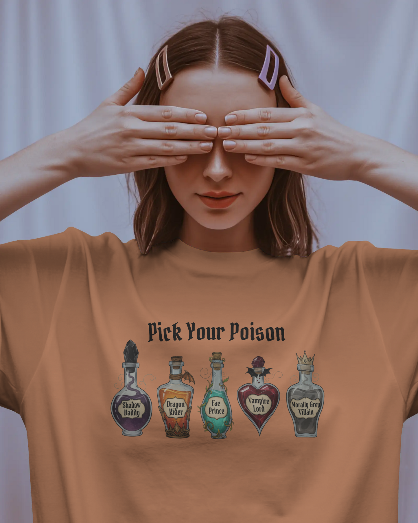 Pick Your Poison Romantasy Book T-Shirt | Shadow Daddy, Dragon Rider, Fae Prince, Vampire Lord, Morally Grey Villain | BookTok Gift