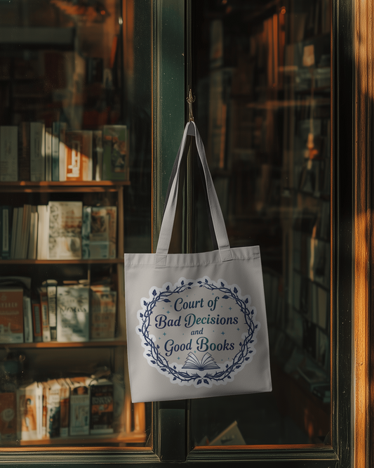 Court of Bad Decisions and Good Books Tote Bag | Romantasy Canvas Bag | Fae Fantasy Reader Gift