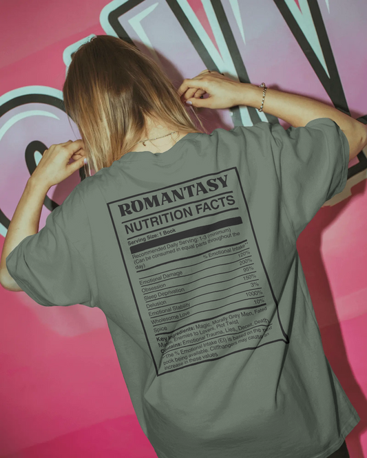 Romantasy Nutrition Facts T-Shirt | Funny Bookish T-shirt for Fantasy Romance Readers | BookTok Gift
